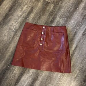 Forever 21 Red Faux Leather Mini Skirt
